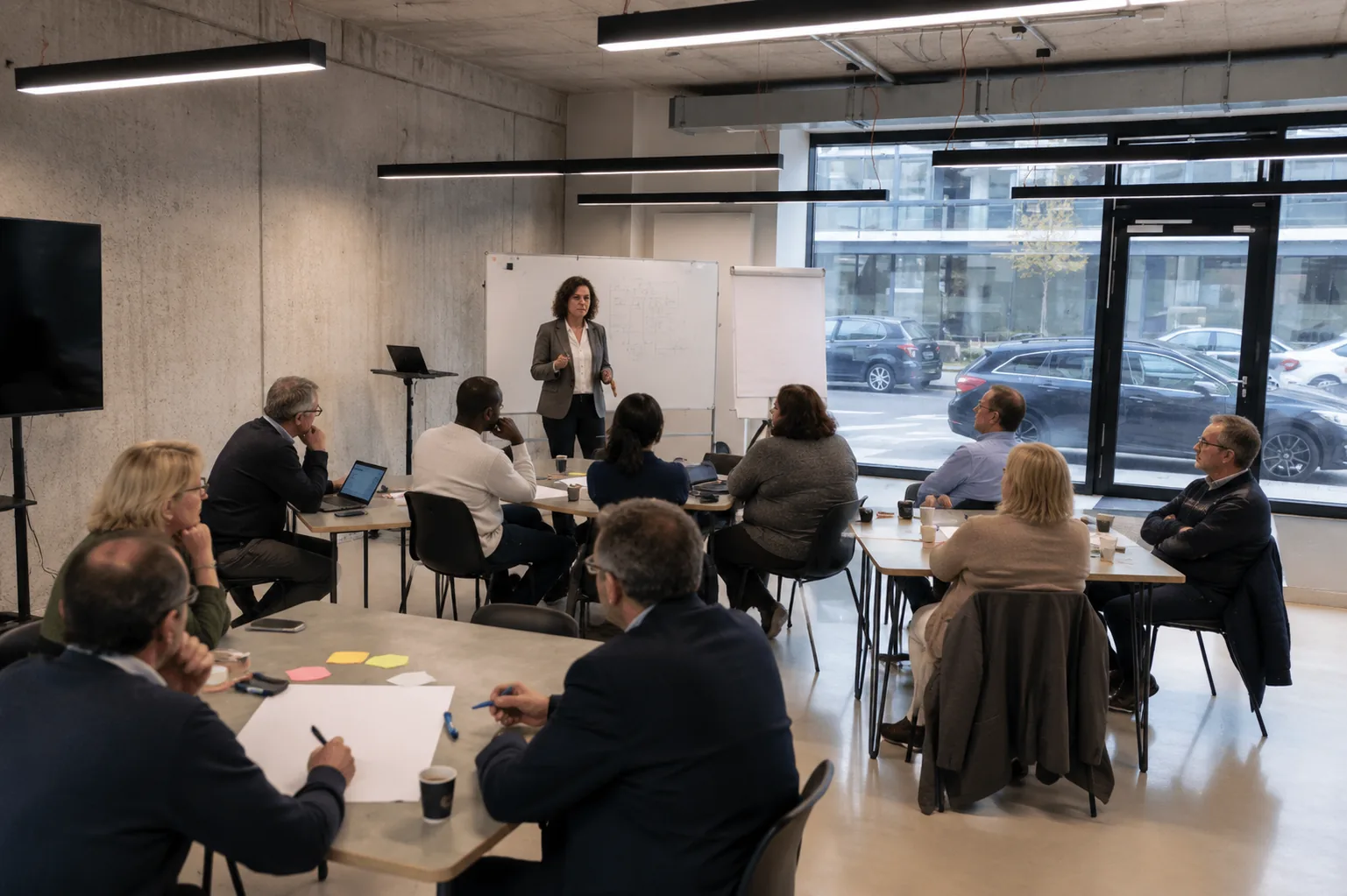 Formatrice expliquant la cartographie des températures et la surveillance à un groupe de participants pendant la formation sur site